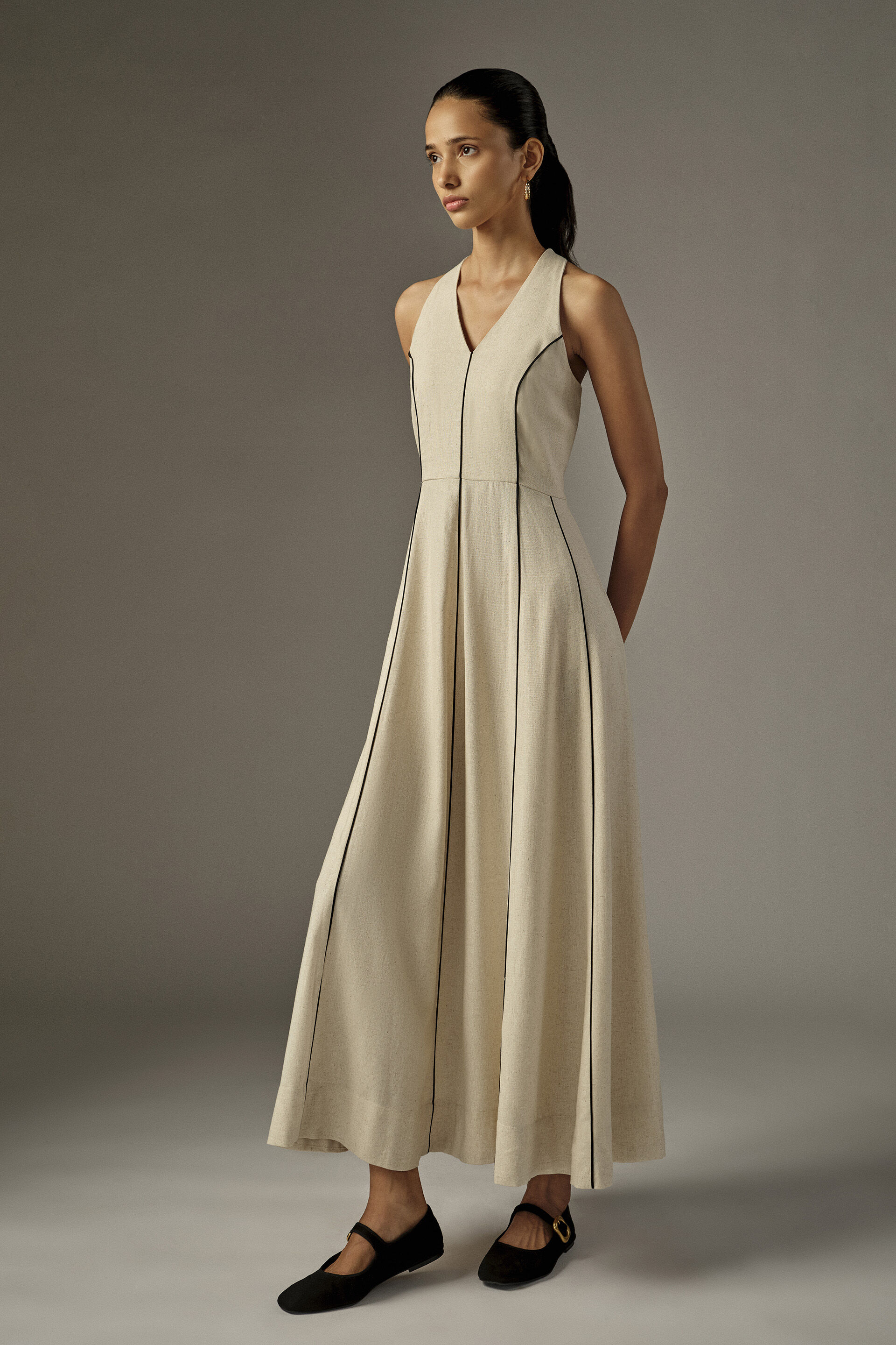 Caelis Off-White Maxi Dress, Natural, image 4